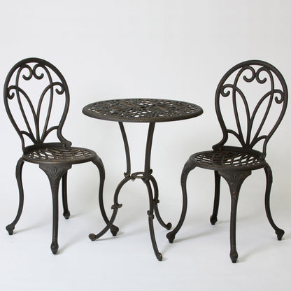 Thomas - 3 Pieces Cast Bistro Set - Black / Gold Noble House