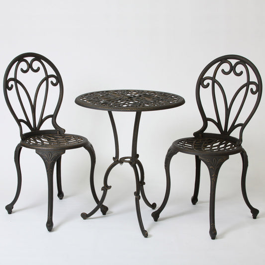 Thomas - 3 Pieces Cast Bistro Set - Black / Gold Noble House