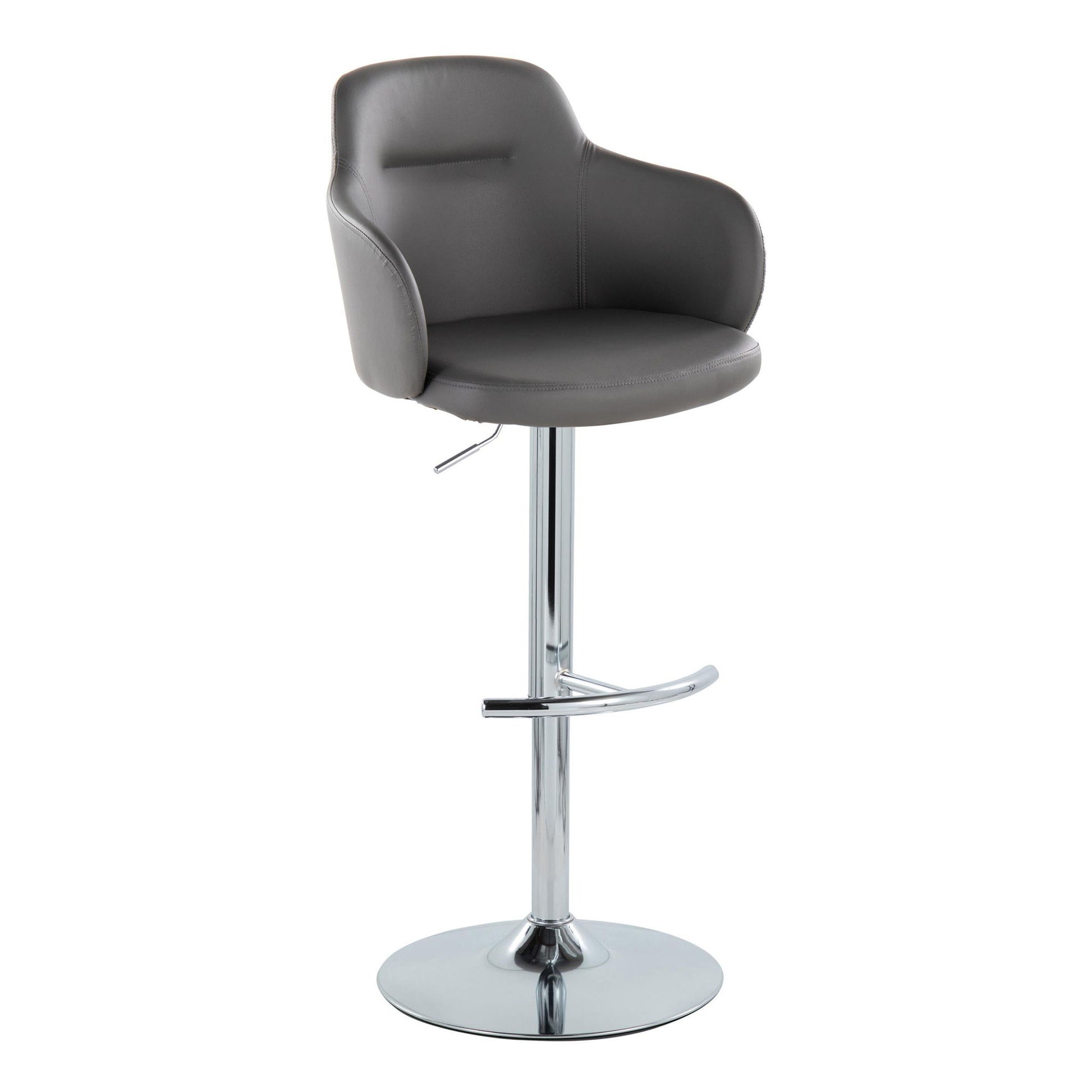 Boyne - Contemporary Adjustable Barstool With Swivel & Rounded T Footrest (Set of 2) Lumi Source