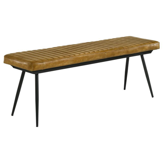 Misty - Leather Upholstered Dining Bench - Antique Camel CoasterEssence