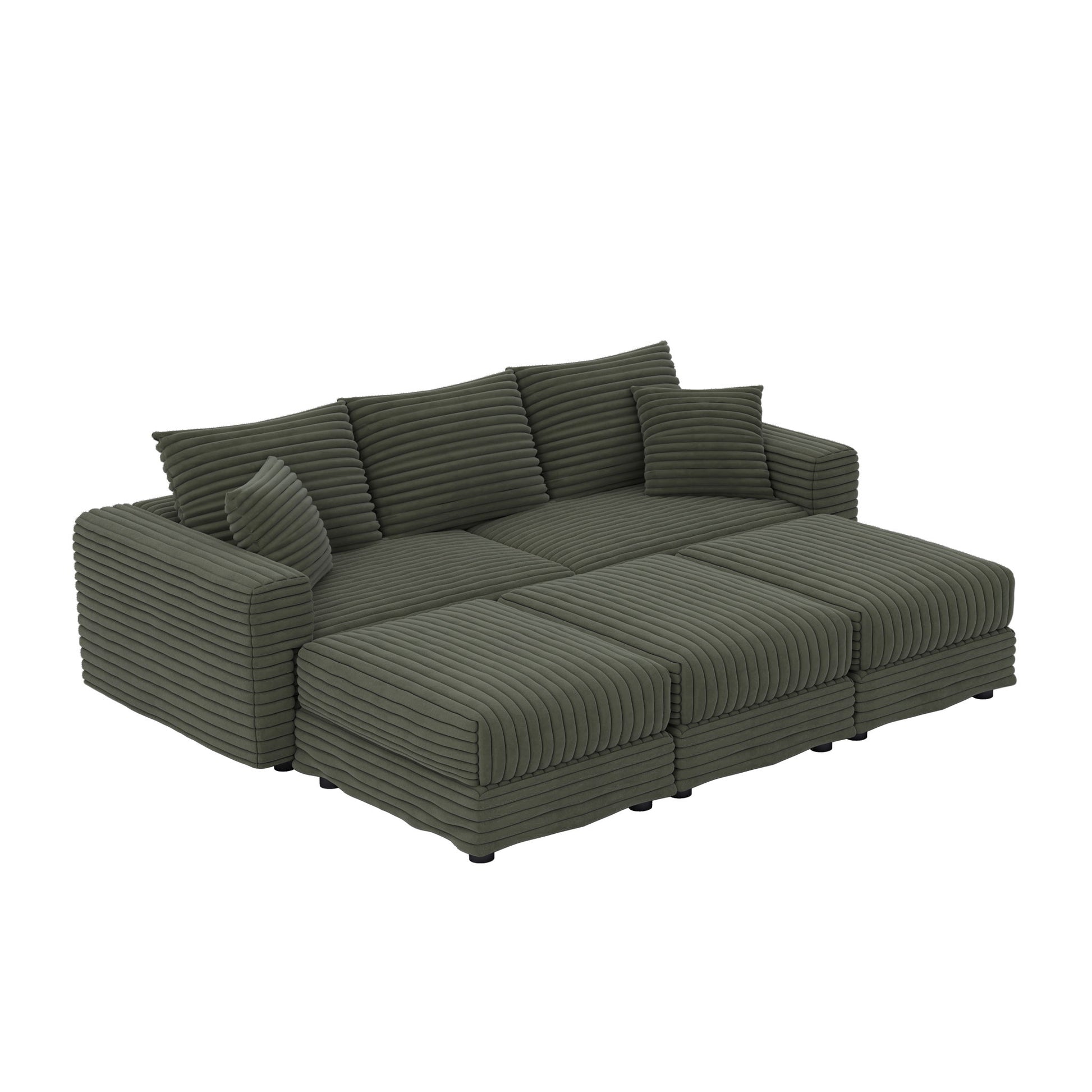 Convertible Deep Seat Sofa With Soft Pillows And Ottomans Home Essentials