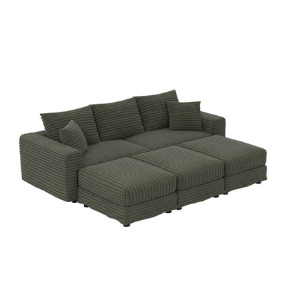 Convertible Deep Seat Sofa With Soft Pillows And Ottomans Home Essentials