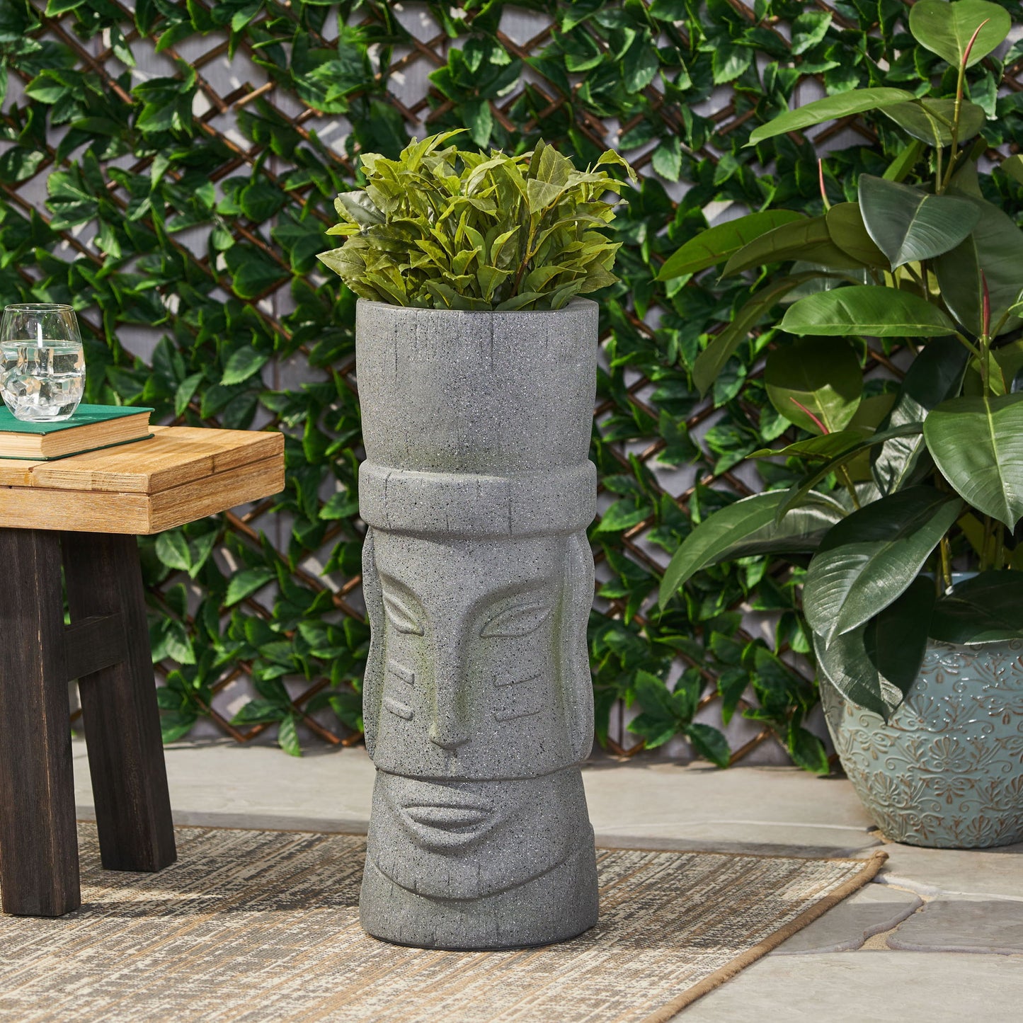 Classic Flower Planter With Magnesium Oxide Material - Stone Gray Noble House