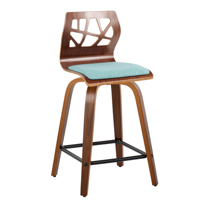Folia - Mid Century Modern Fixed Height Counter Stool With Swivel With Square Footrest (Set of 2) Lumi Source