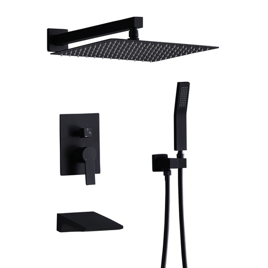 Tub Shower Faucet Set With 12" Rain Shower Head And Handheld Spray Combo Daily Nest
