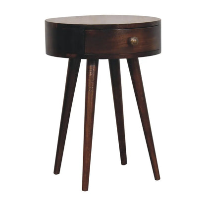 Circular Shaped Bedside Table - Walnut Artisan Furniture
