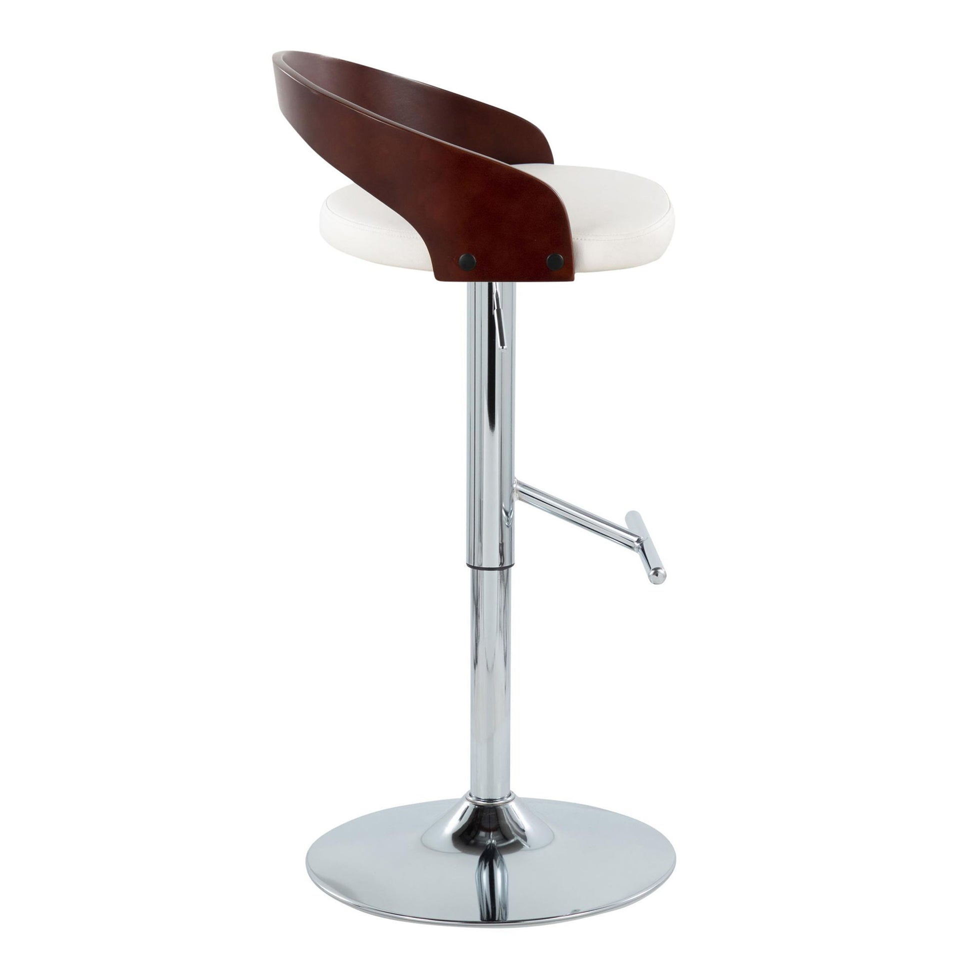 Grotto - Contemporary Adjustable Height Barstool With Swivel With Straight T Footrest (Set of 2) Lumi Source