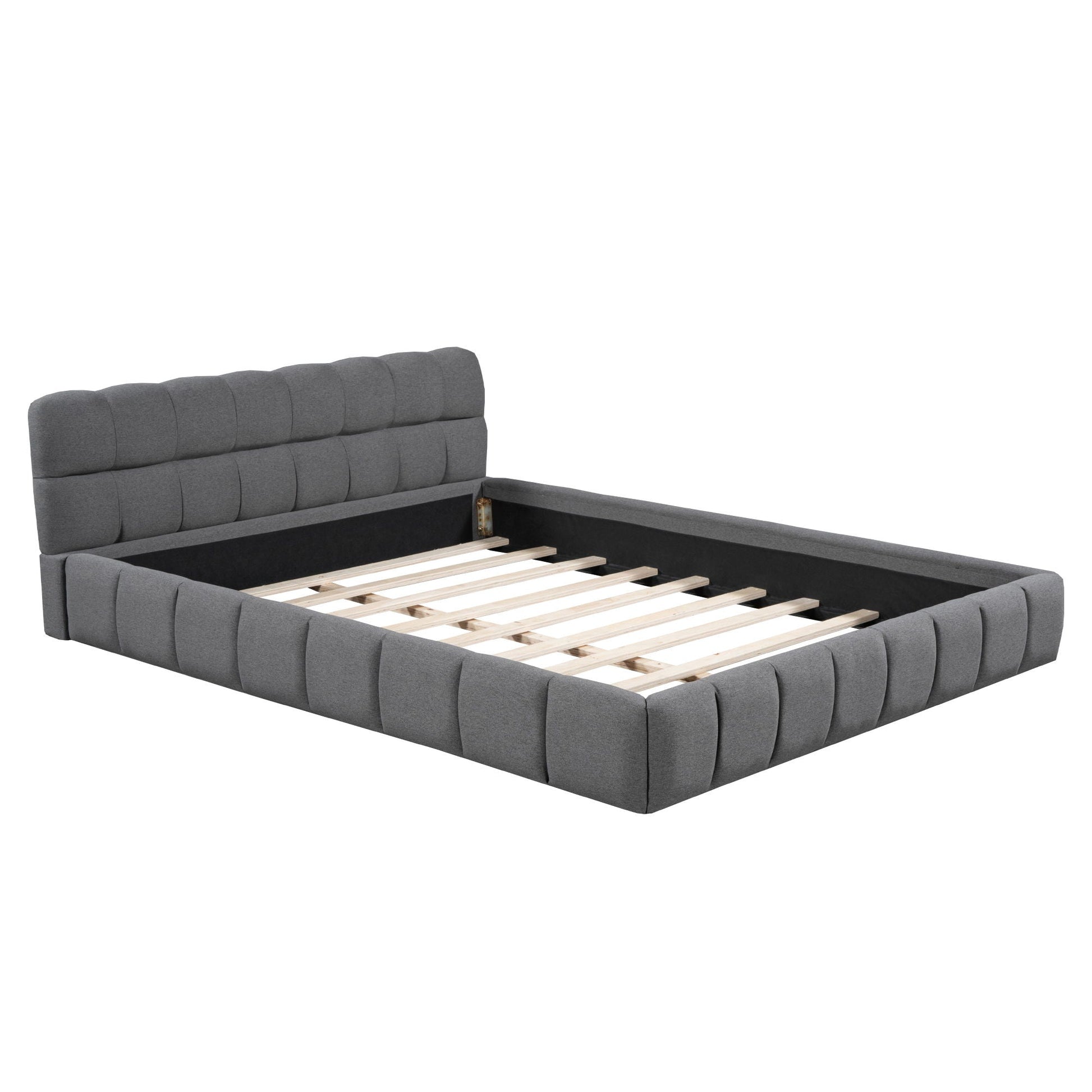 Upholstered Platform Bed With Thick, Grounded Bed With Solid Frame Halcyon Home