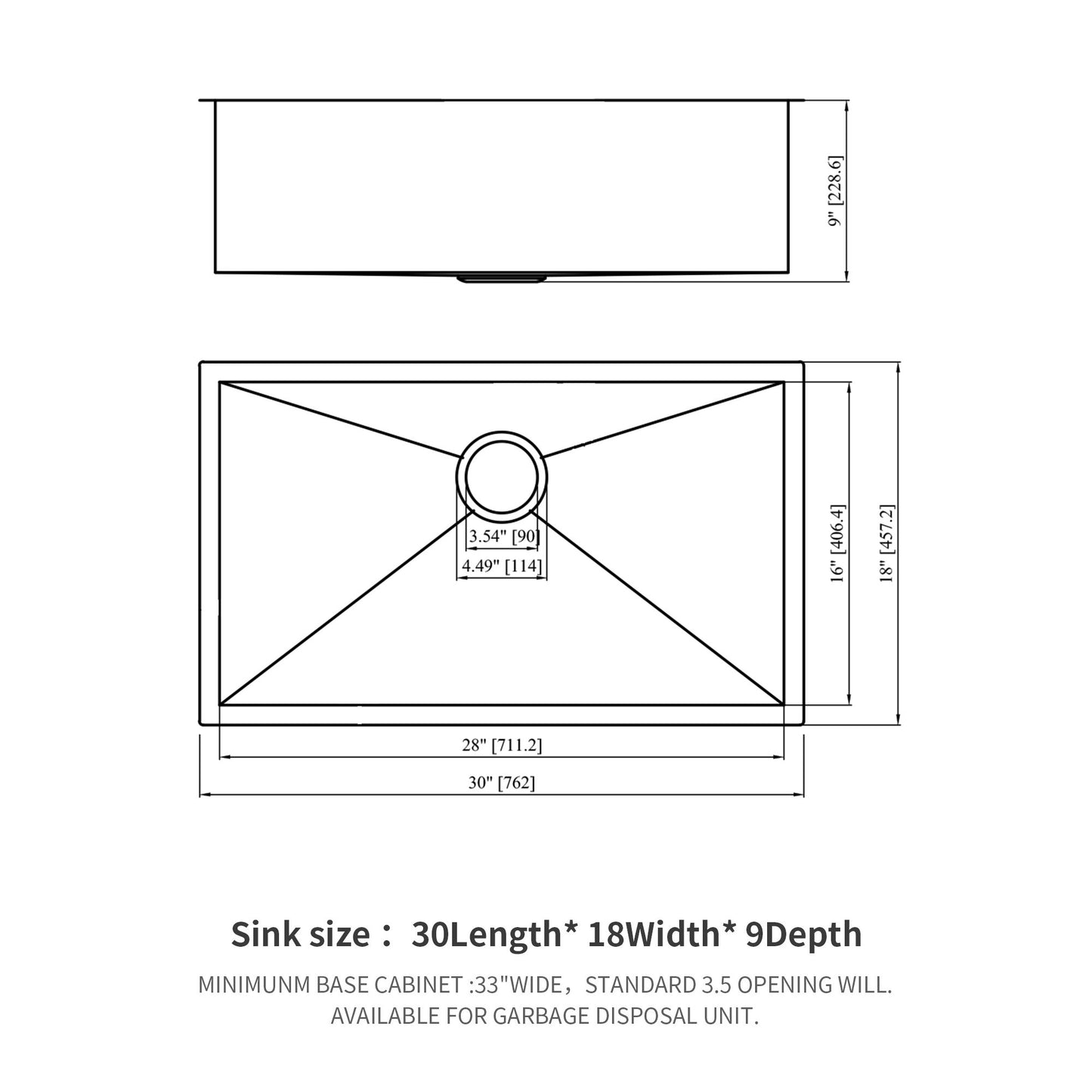 Modern Undermount Stainless Steel Kitchen Sink 16 Gauge, Deep Single Bowl Daily Nest
