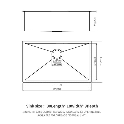 Modern Undermount Stainless Steel Kitchen Sink 16 Gauge, Deep Single Bowl Daily Nest