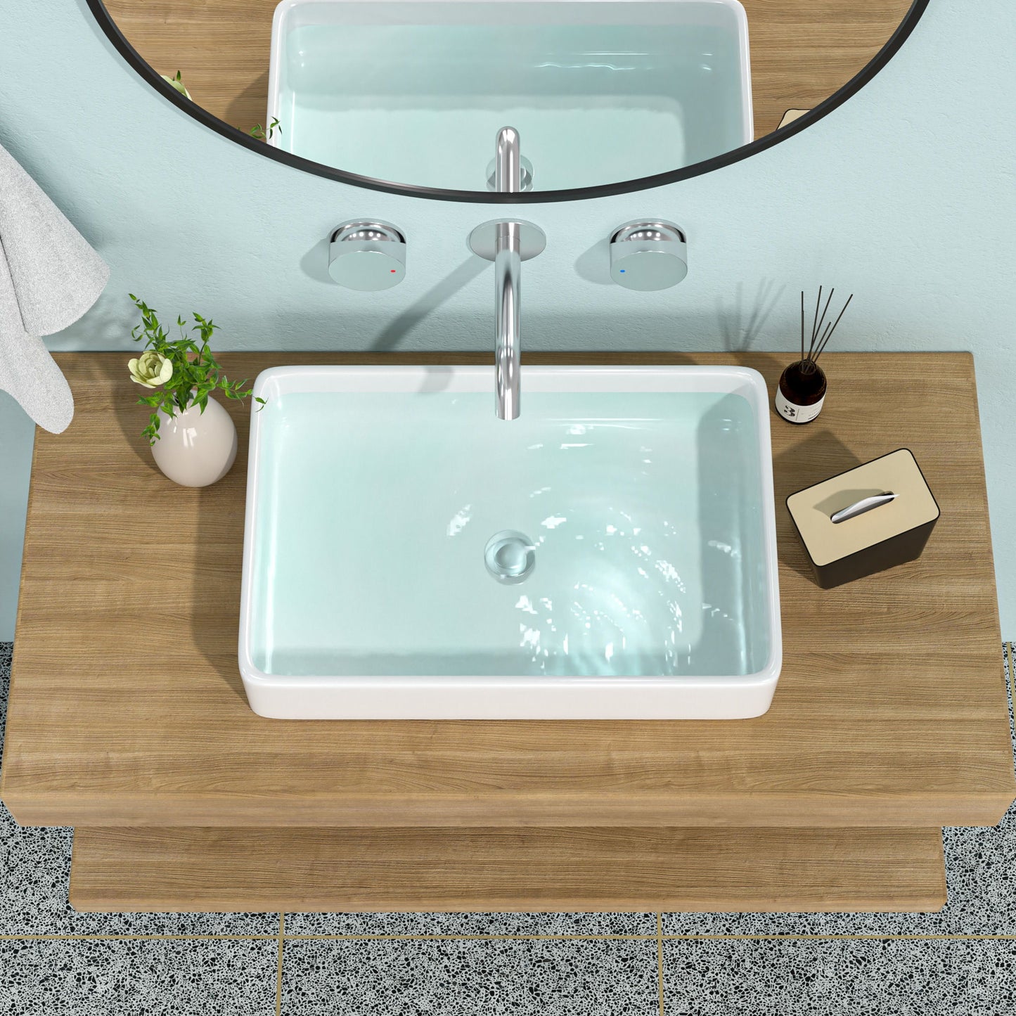 Modern European Design Ceramic Rectangular Vessel Bathroom Sink Daily Nest