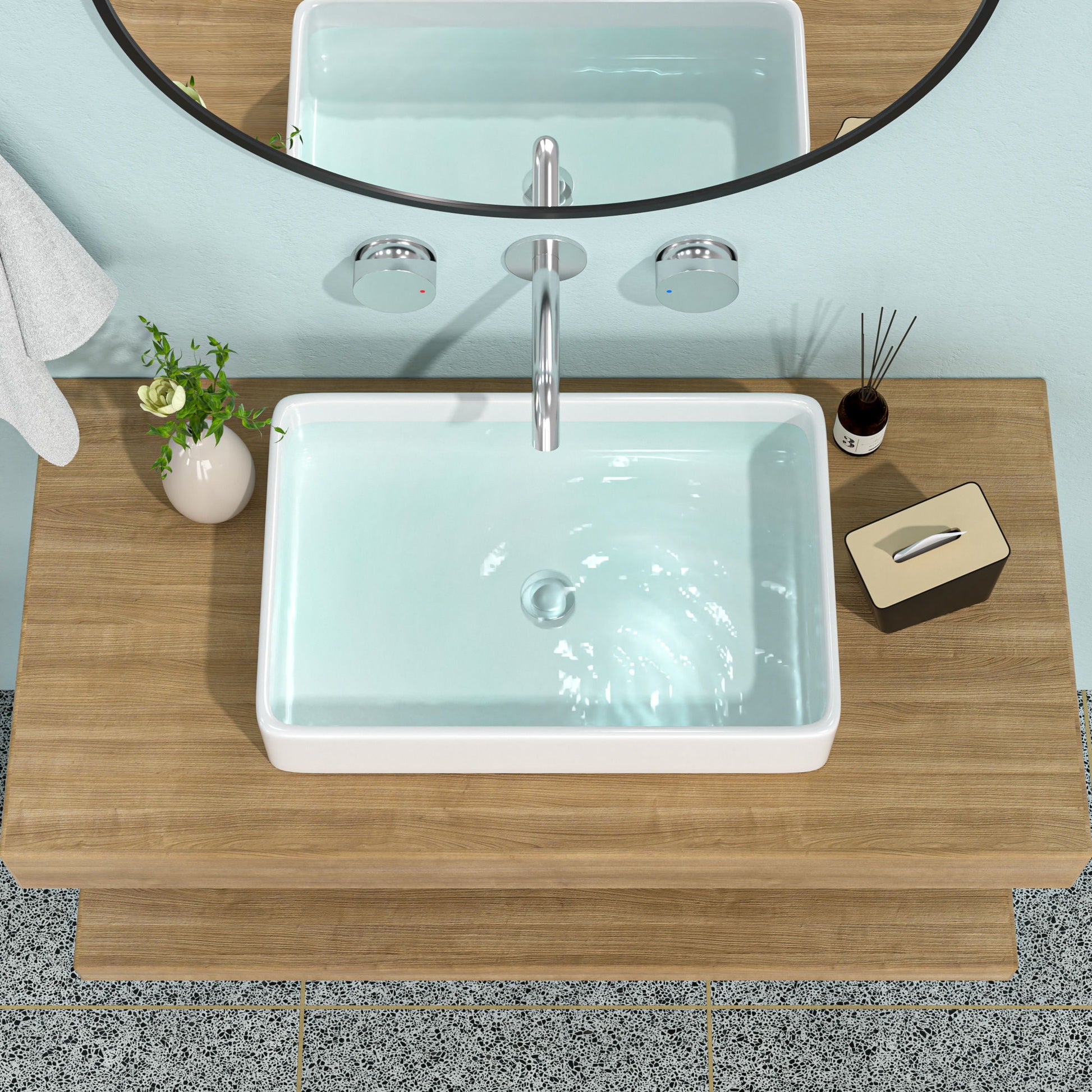Modern European Design Ceramic Rectangular Vessel Bathroom Sink Daily Nest
