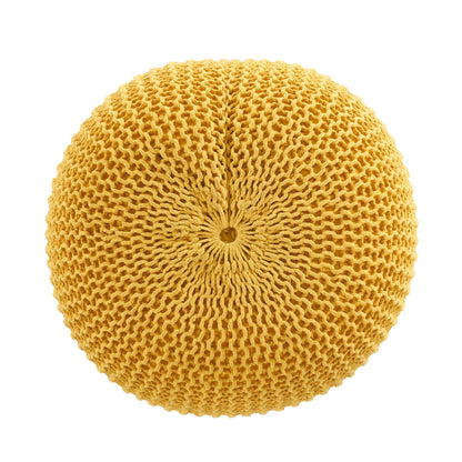 Bordeaux - Knitted Cotton Round Pouf, Versatile Ottoman And Floor Cushion Home Essentials