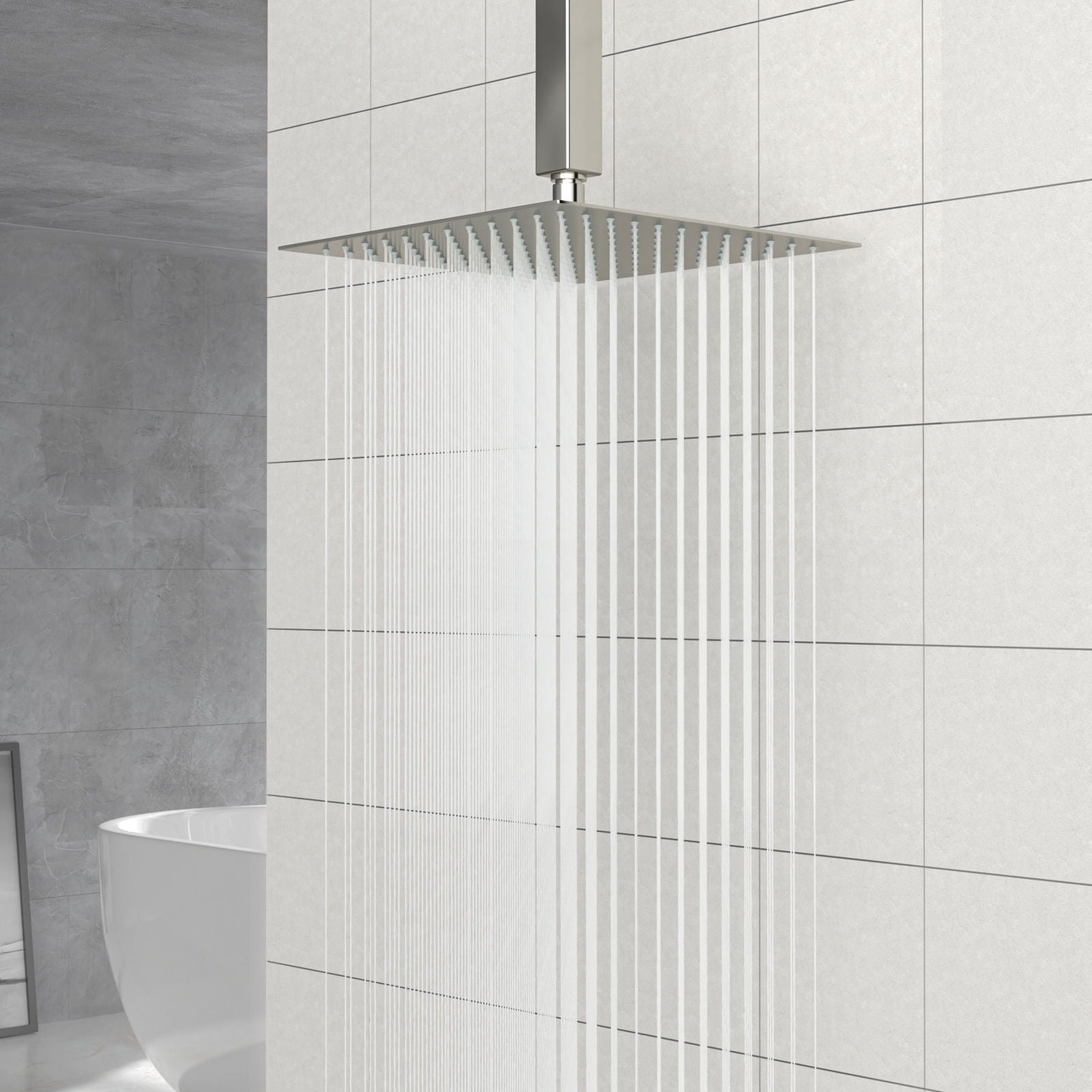 Modern 10" Square Rainfall Shower Head & Stainless Steel Wall Or Ceiling Mount Luxury Spa Shower Panel Daily Nest