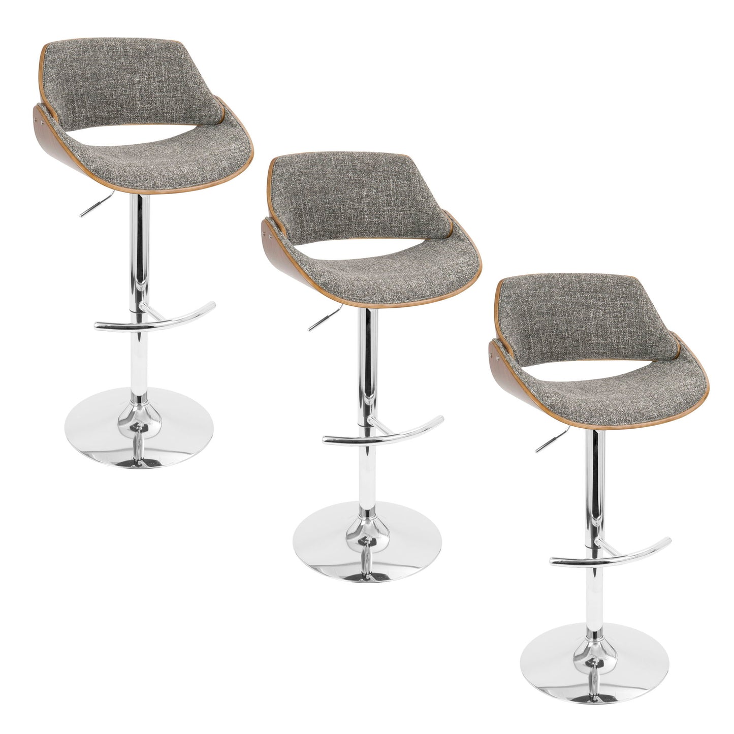 Fabrizzi - Mid Century Modern Adjustable Barstool With Swivel With Rounded T Footrest (Set of 3) Lumi Source