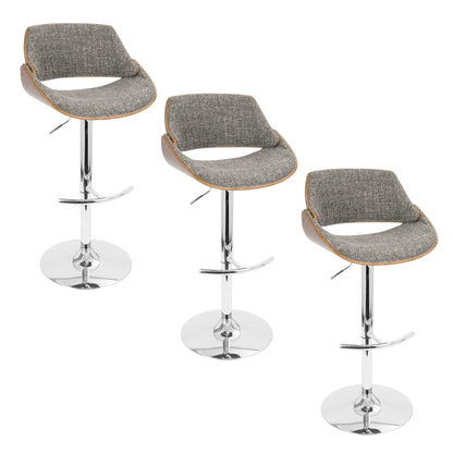 Fabrizzi - Mid Century Modern Adjustable Barstool With Swivel With Rounded T Footrest (Set of 3) Lumi Source