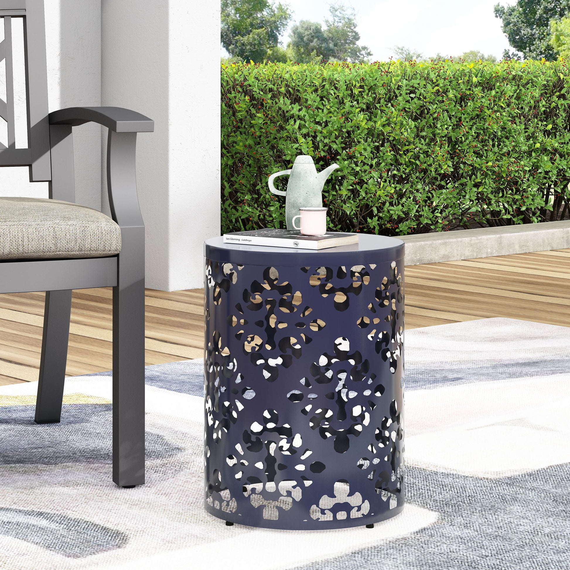 Outdoor Metal Modern Design End Table Noble House