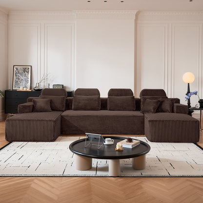 Sectional Sleeper Sofa & Storage Pockets, Modular Couch With Throw Pillows For Living Room Home Essentials