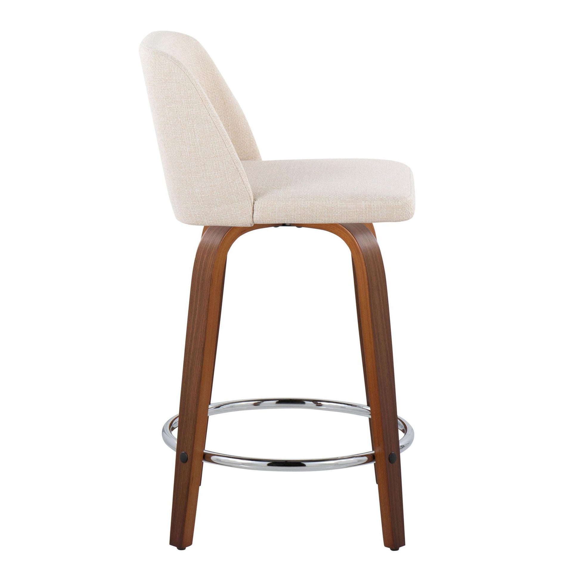 Toriano - Mid Century Modern Fixed Height Counter Stool With Swivel With Round Footrest (Set of 2) Lumi Source