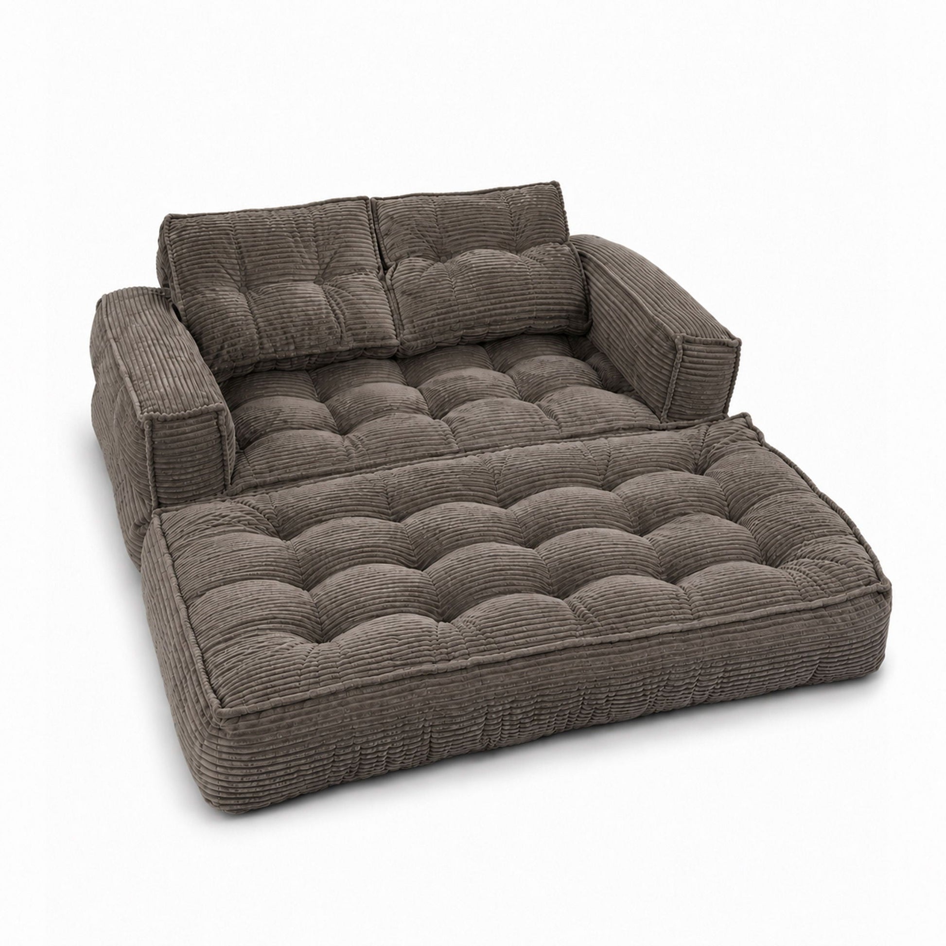 2 Seater Modular Corduroy Sofa With Chaise Lounge For Living Room Home Essentials
