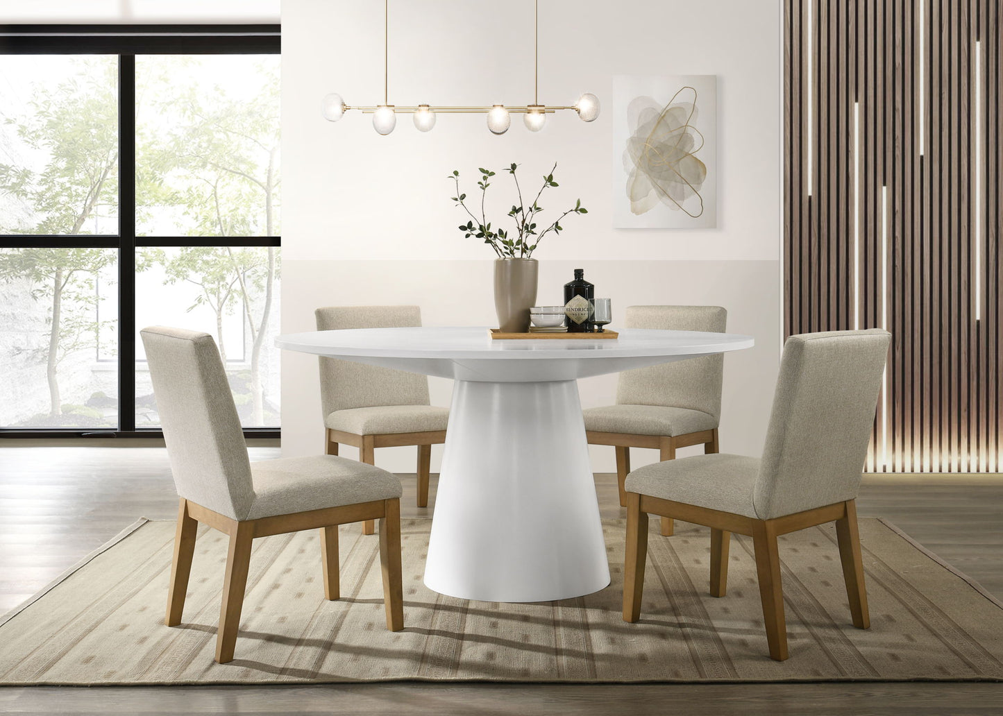 Jasper - Wide Contemporary Round Dining Table Set Lilola Home