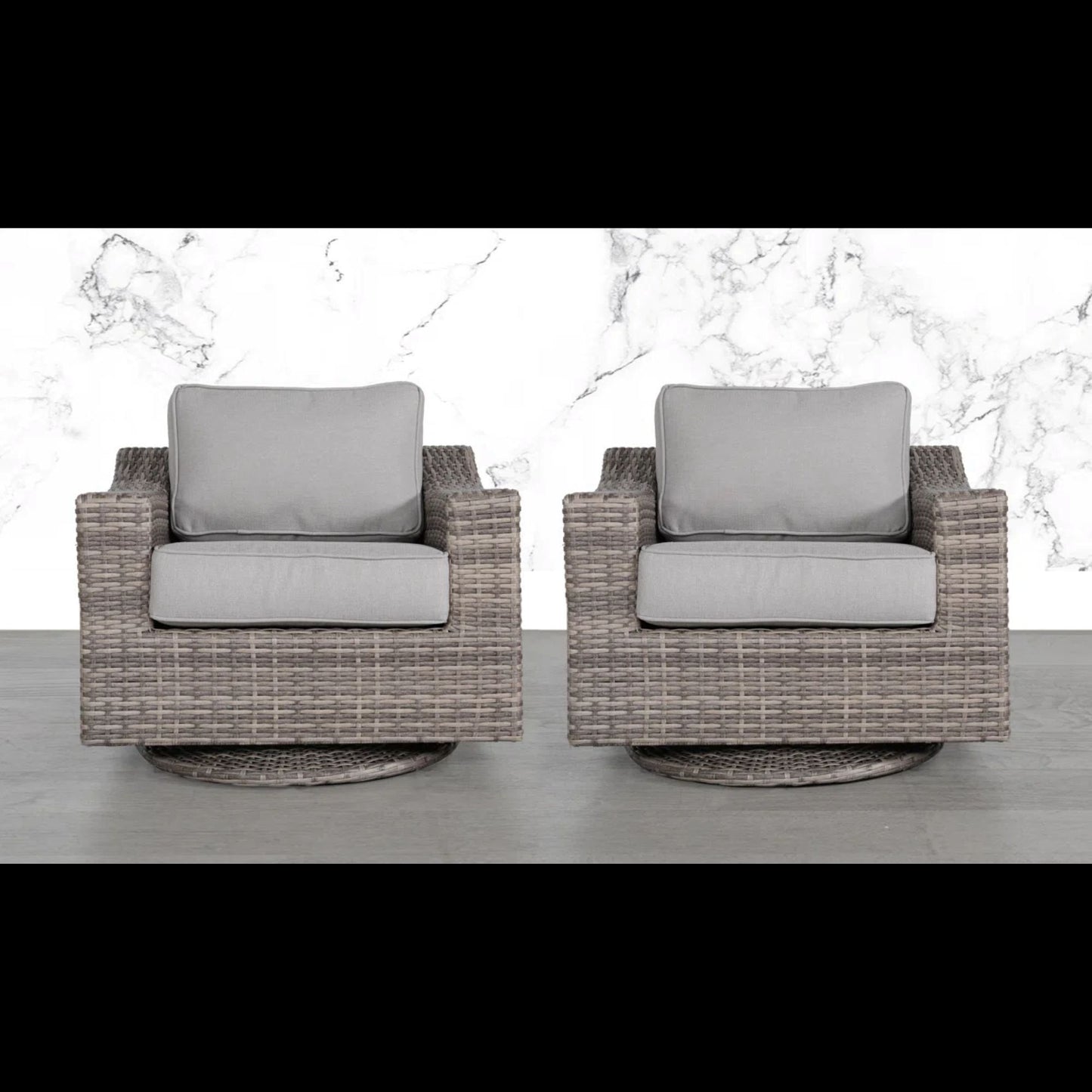 Elegant Swivel Patio Chair With Luxurious Cushions Perfect For Outdoor Relaxation (Set of 2) - Gray Mix LSI Patio Furniture