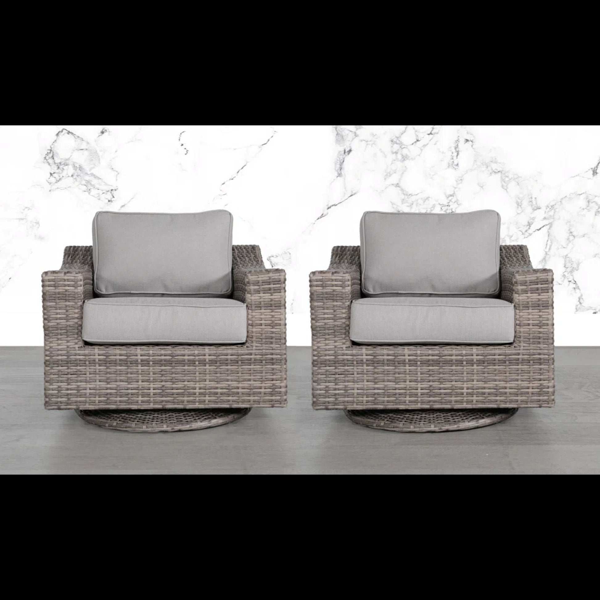 Elegant Swivel Patio Chair With Luxurious Cushions Perfect For Outdoor Relaxation (Set of 2) - Gray Mix LSI Patio Furniture