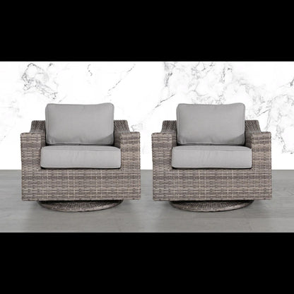 Elegant Swivel Patio Chair With Luxurious Cushions Perfect For Outdoor Relaxation (Set of 2) - Gray Mix LSI Patio Furniture