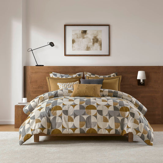 Cirque - 9 Piece King Oversized Duvet Style Comforter Set - Gold Madison Park Signature