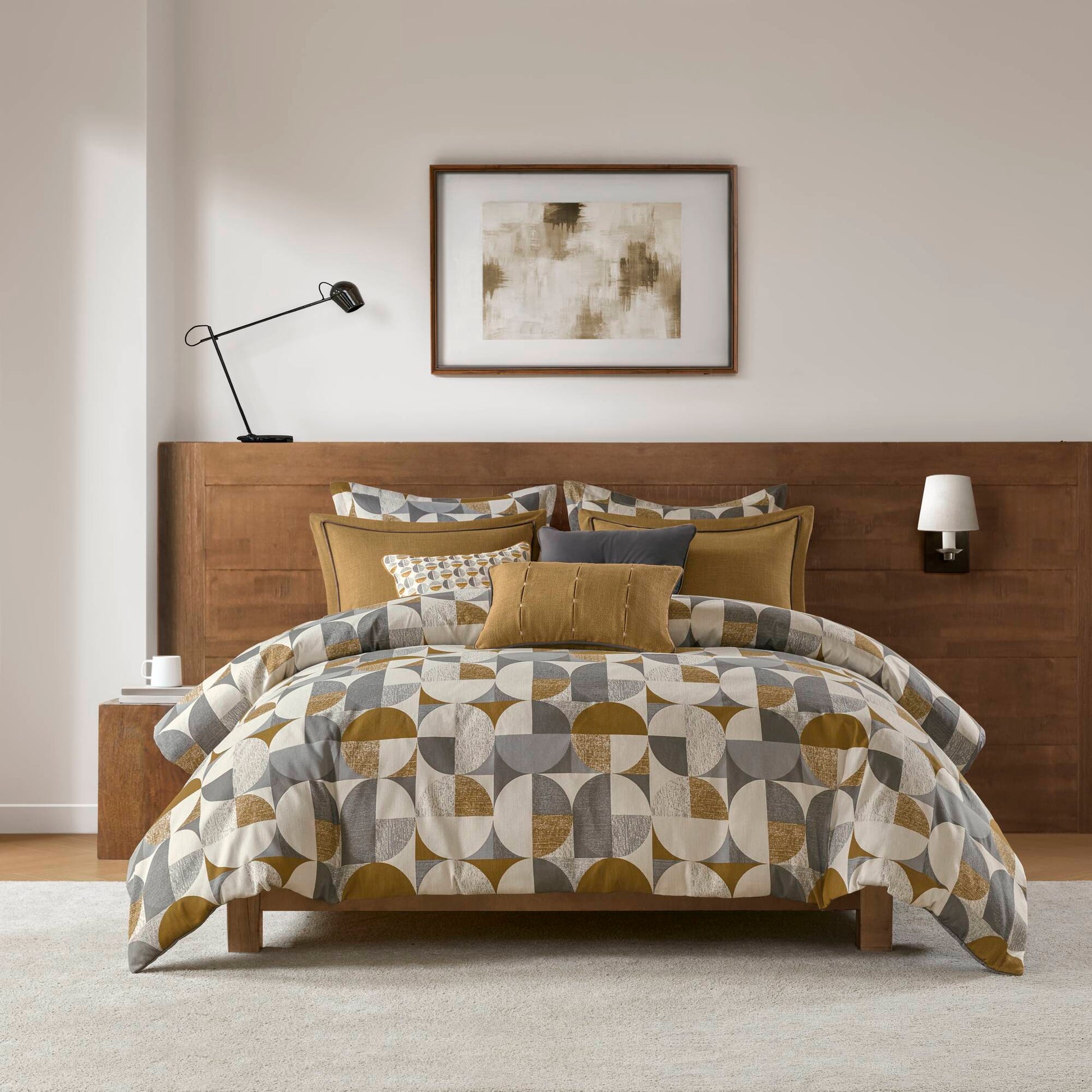 Cirque - 8 Piece Queen Oversized Duvet Style Comforter Set - Gold Madison Park Signature