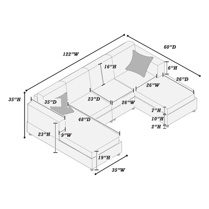 Modern Design Sectional Set With Right And Left Arm Chaise Home Essentials