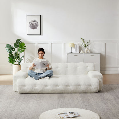 Cloud Series Minimalist Button Tufted Square Arm 3 Seater Sofa Home Essentials