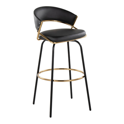 Jie - Fixed Height Contemporary Barstool With Swivel Round Footrest (Set of 2) Lumi Source