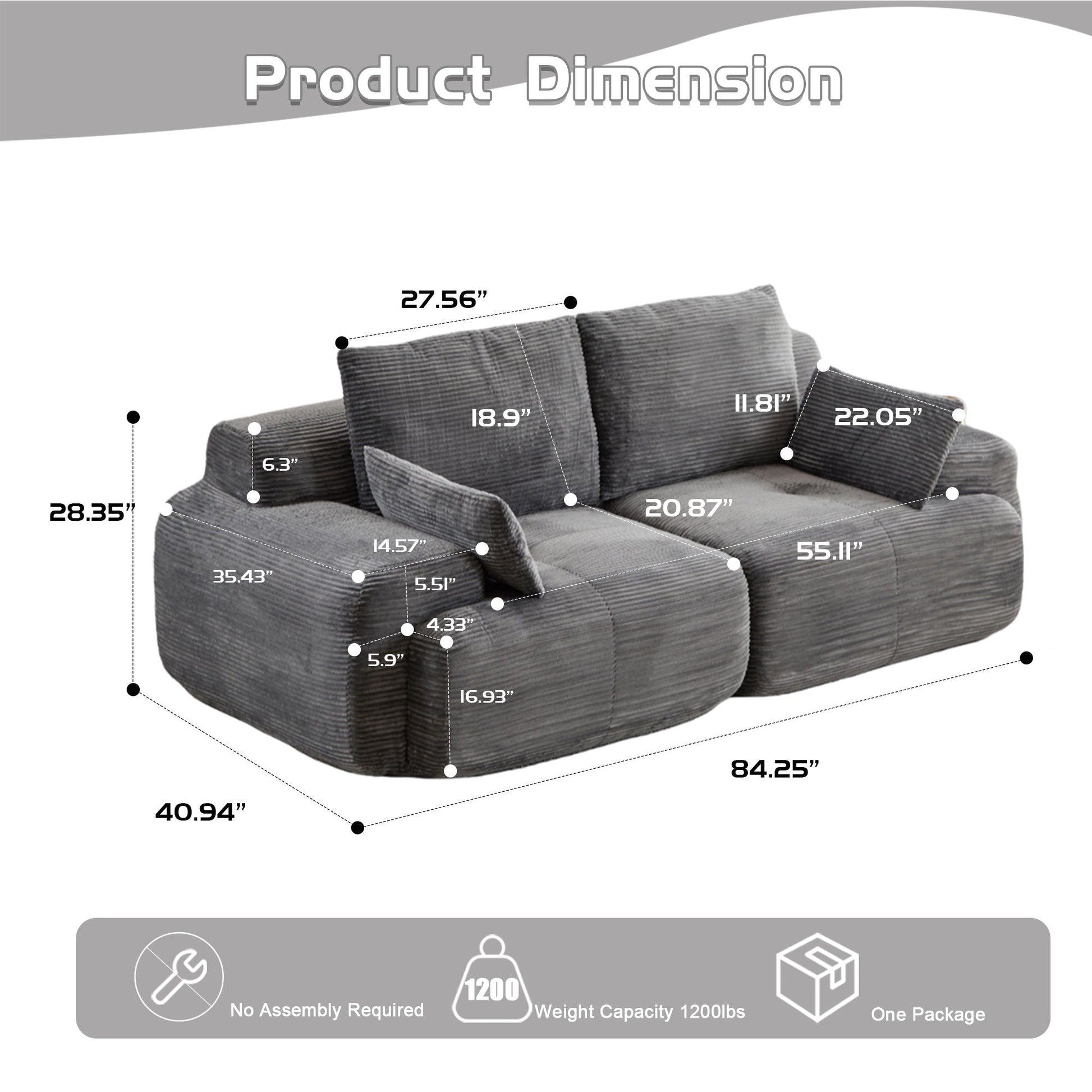 2 Seater Large Sectional Couches For Living Room Home Essentials