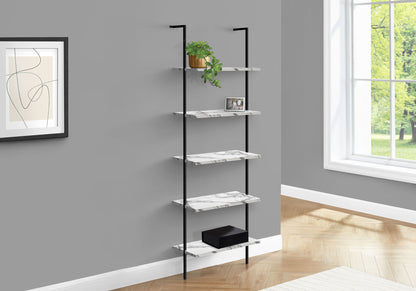 Bookshelf, Bookcase, Etagere, Ladder, 5 Tier, For Office, Marble Look Contemporary & Modern 8th Street
