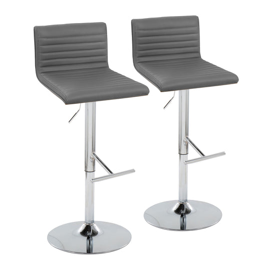 Mason - Contemporary Adjustable Barstool & Swivel With Straight T Footrest (Set of 2) Lumi Source