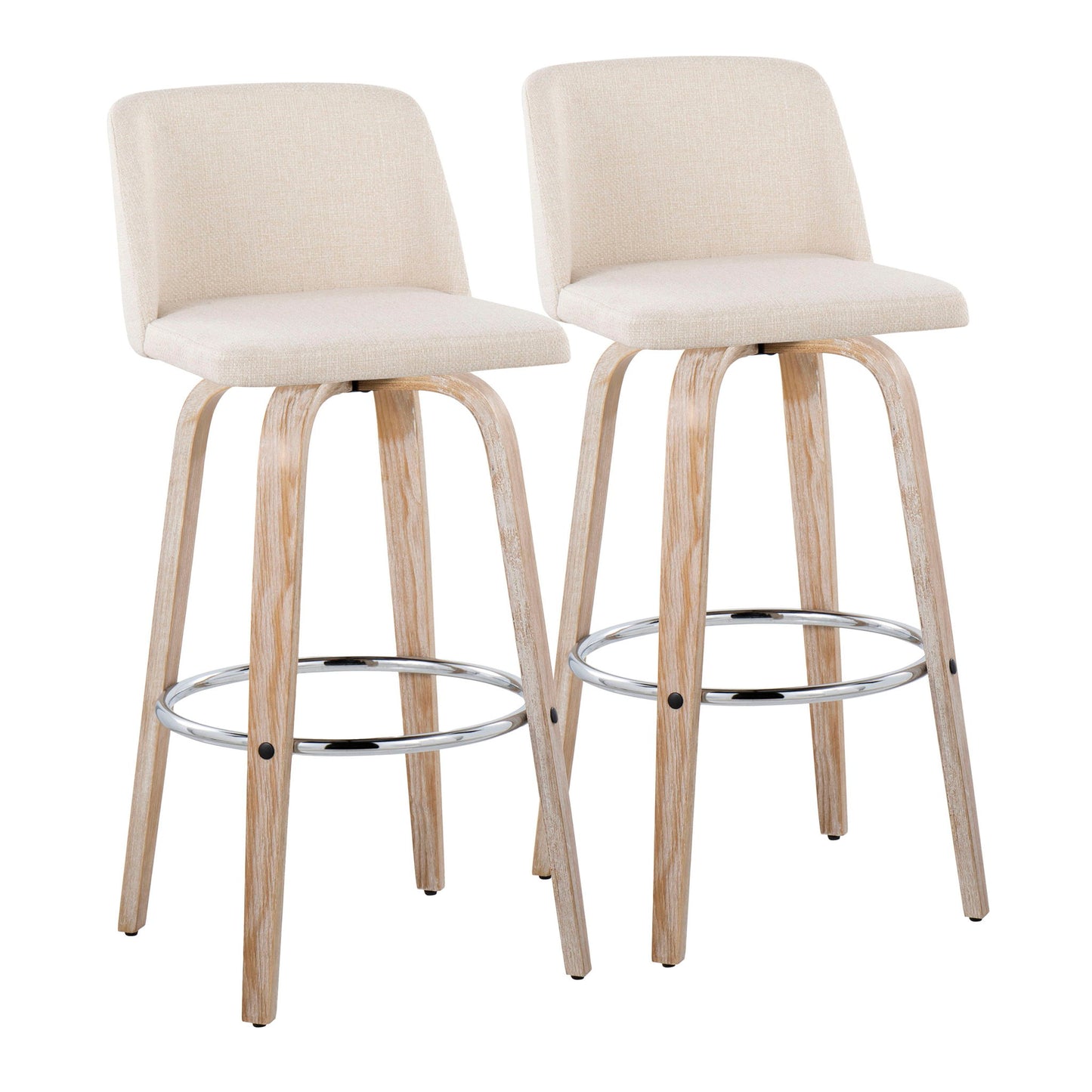 Toriano - Contemporary Fixed Height Barstool With Swivel & Round Footrest (Set of 2) Lumi Source