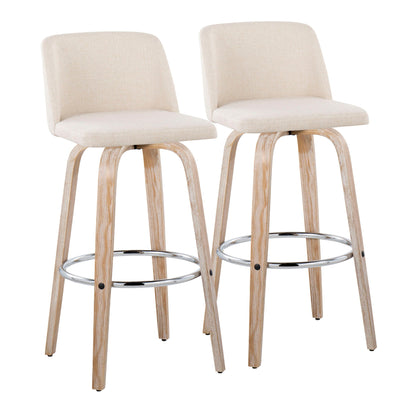 Toriano - Contemporary Fixed Height Barstool With Swivel & Round Footrest (Set of 2) Lumi Source