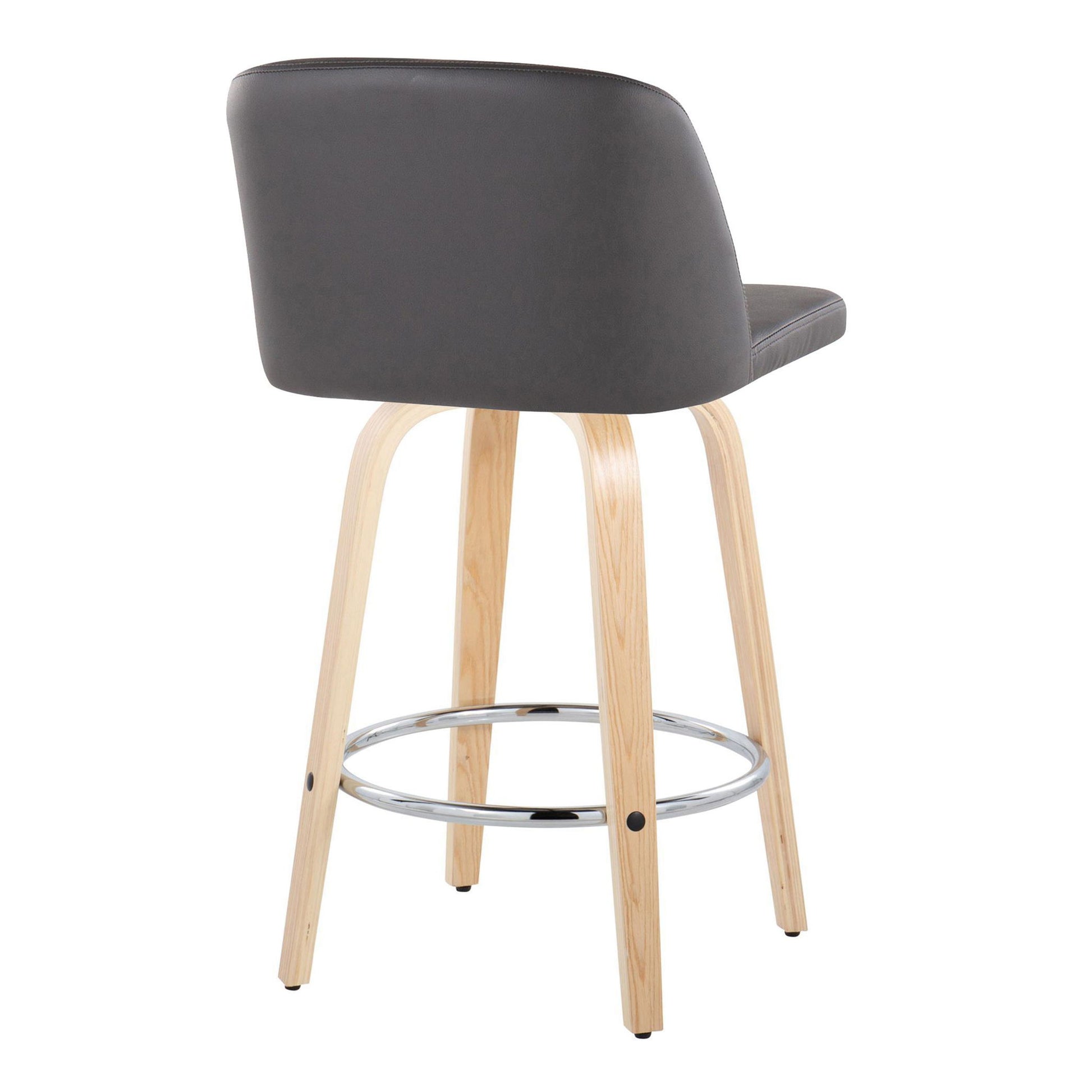Toriano - Contemporary Fixed-Height Counter Stool With Swivel And Round Footrest (Set of 2) Lumi Source