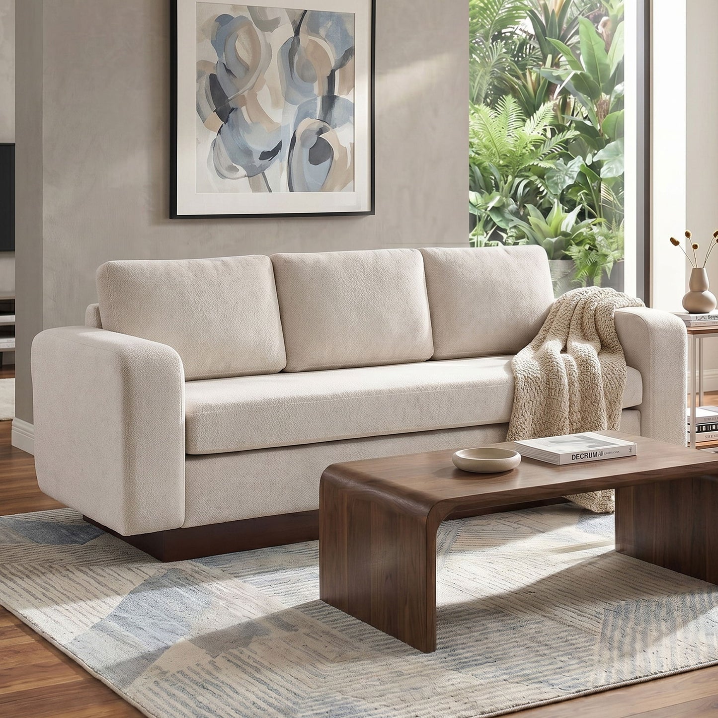 Modern 3 Seater Sofa, Living Room Couch Noble House