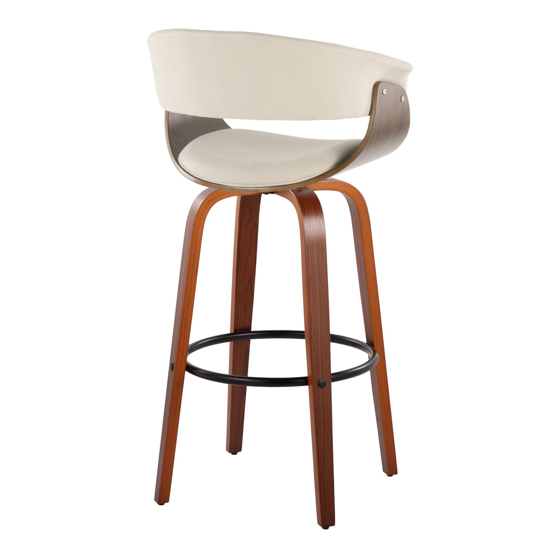 Vintage Mod - Mid Century Modern Fixed Height Barstool With Swivel & Round Footrest (Set of 2) Lumi Source