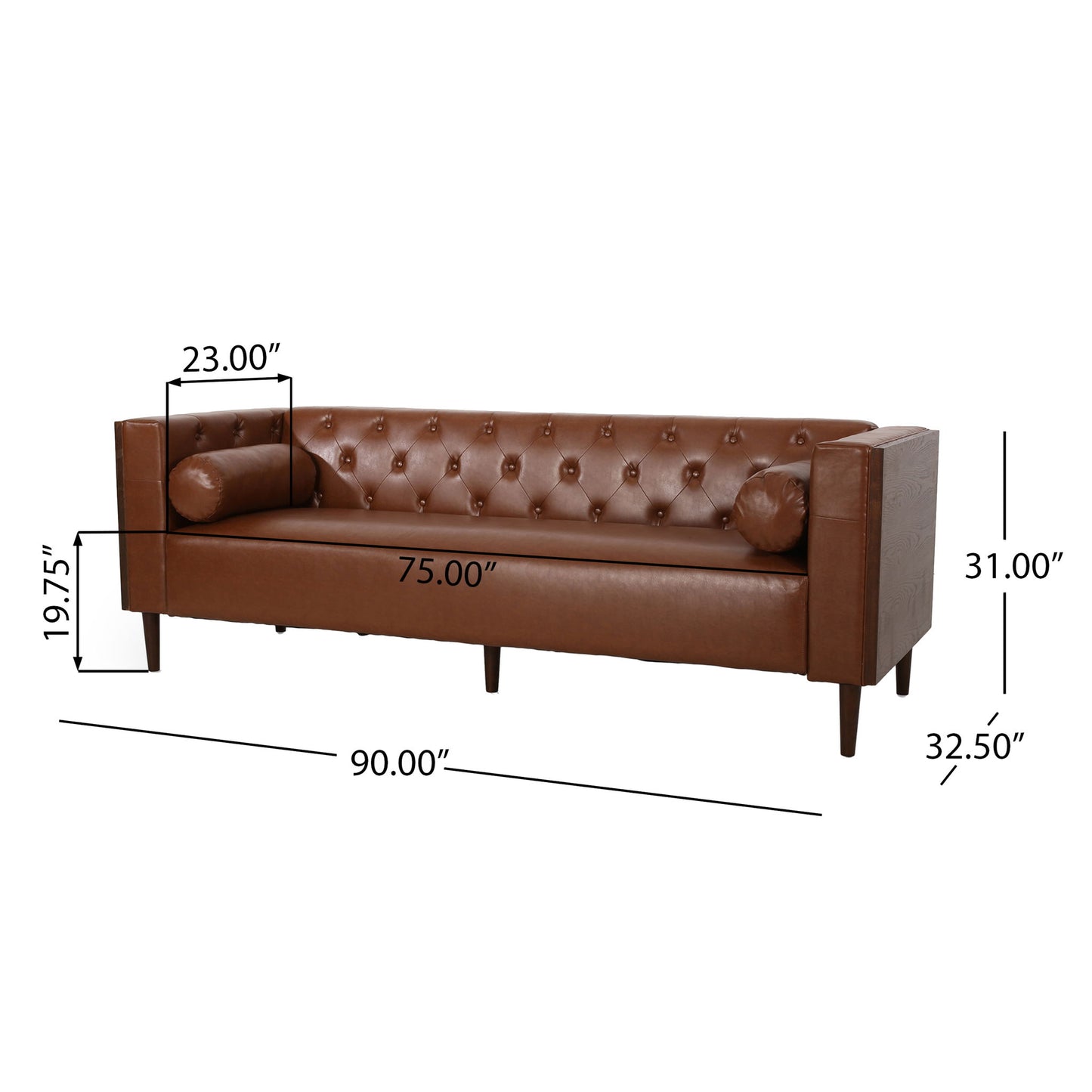 Contemporary 3 Seater Sofa With Tufted Design Noble House