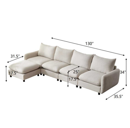 Oversize Modular Free Combination Sectional Sofa Couch With Ottoman For Living Room Noble House