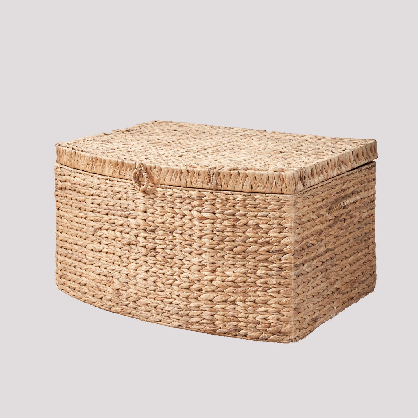 Rectangular Curve Water Hyacinth Woven Wicker Trunk With Handles For Clothes Toys Magazines And Book Storage - Natural / Light Brown Daily Nest