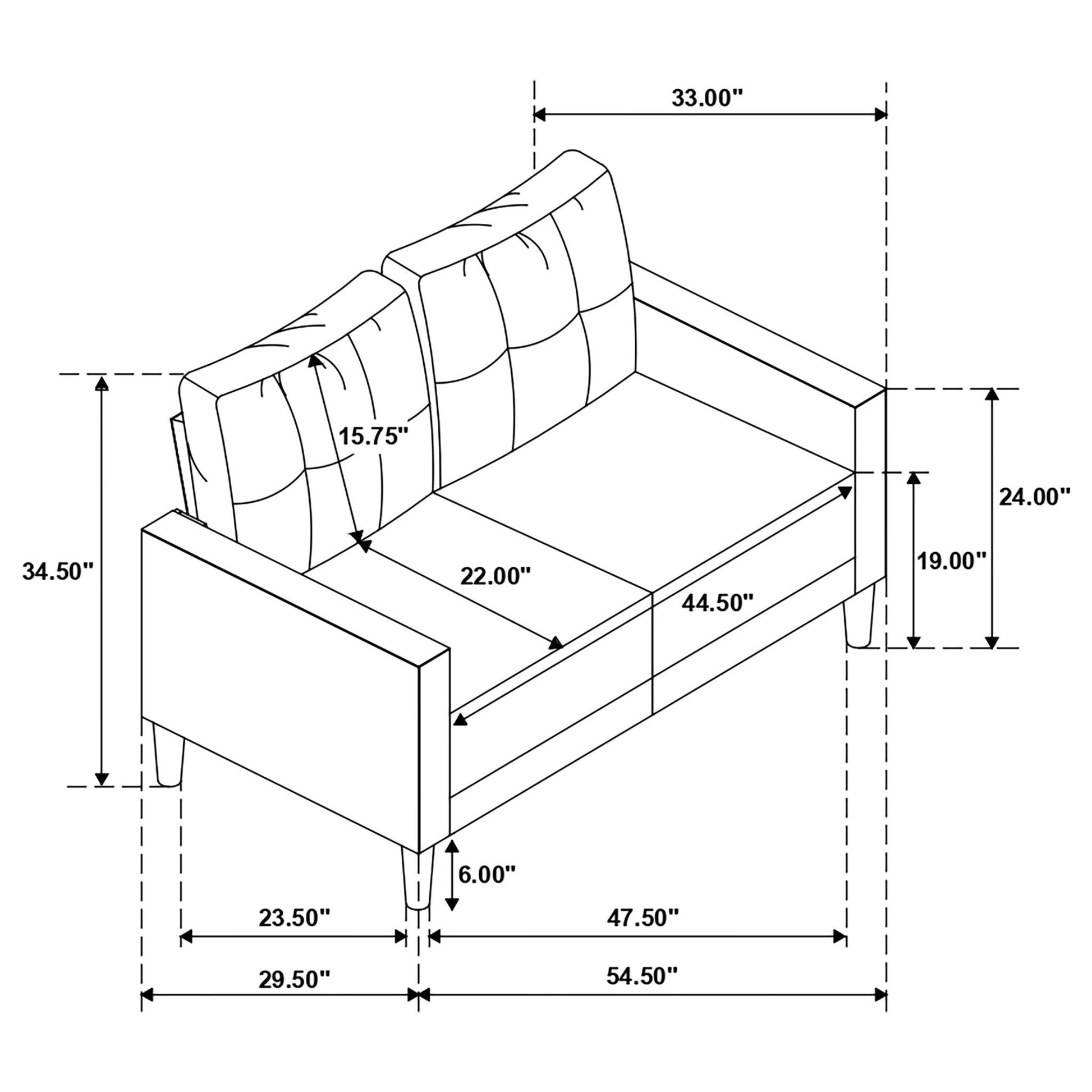 Harvey - Tufted Loveseat With Track Arm Design Furniture Max