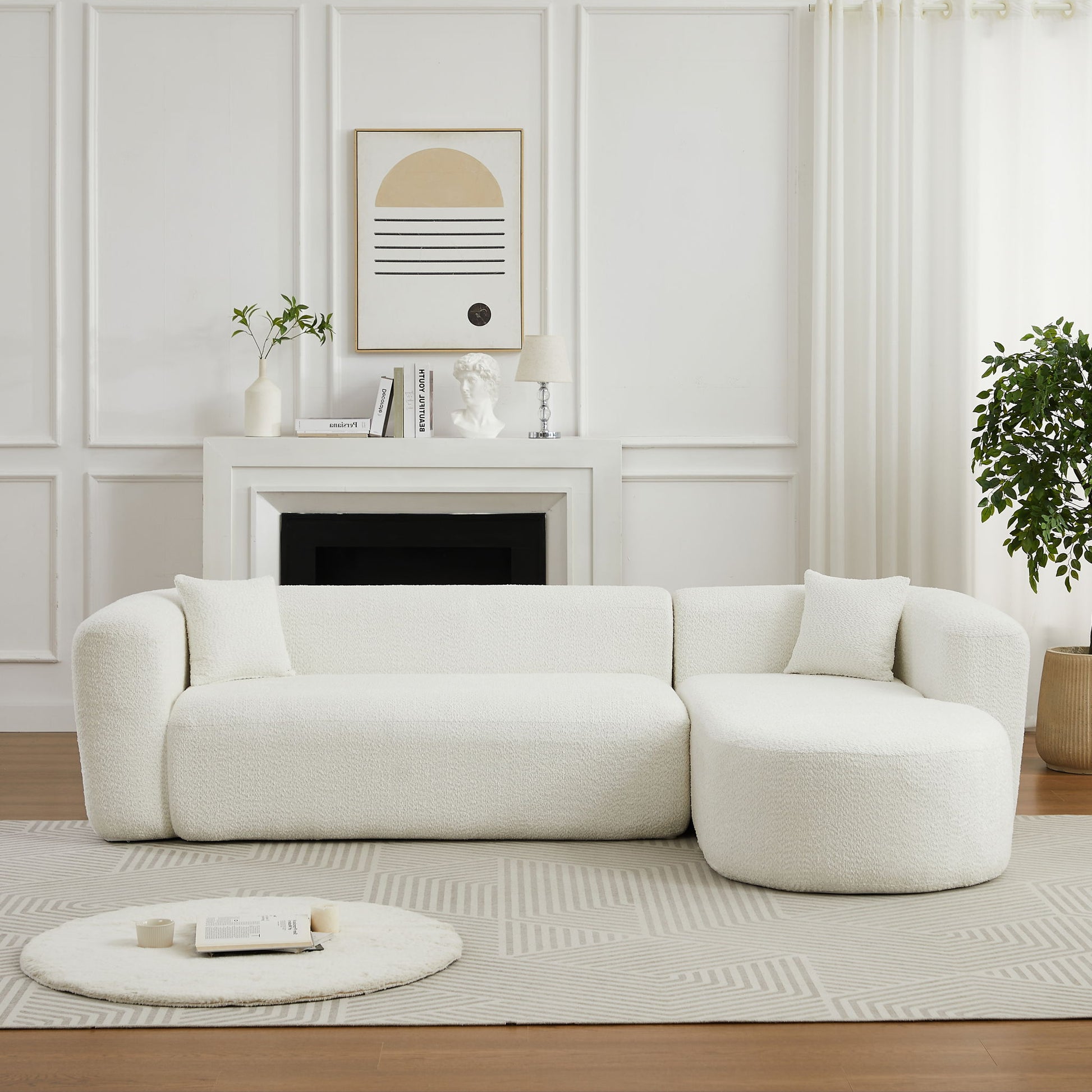 L - Shape Boneless Cloud Couch With 2 Throw Pillows For Living Room Home Essentials