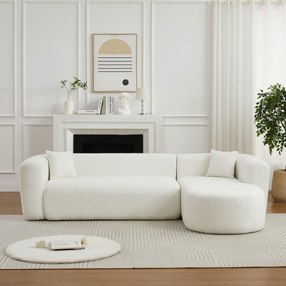 L - Shape Boneless Cloud Couch With 2 Throw Pillows For Living Room Home Essentials