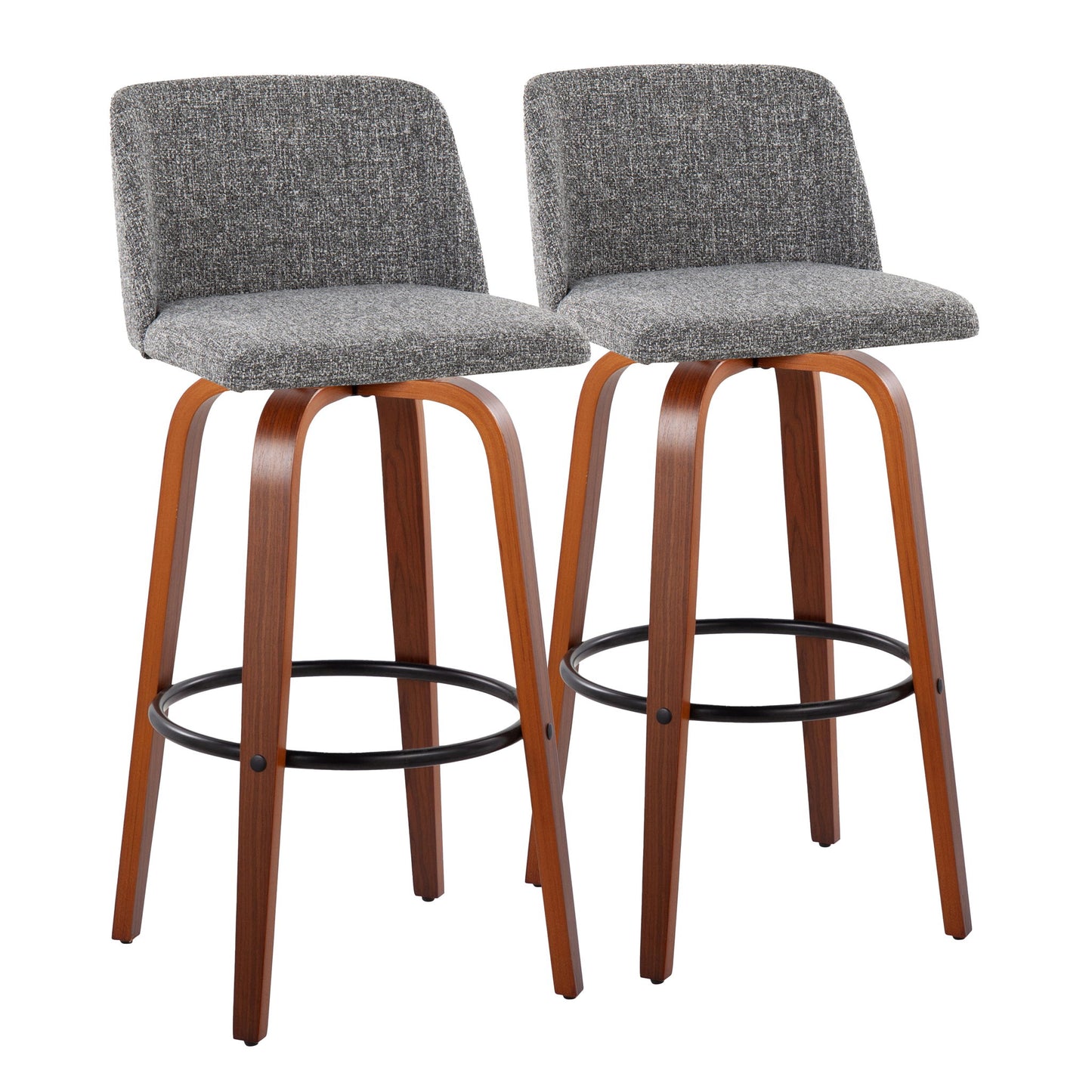Toriano - Mid Century Modern Fixed Height Barstool Swivel And Round Footrest (Set of 2) Lumi Source