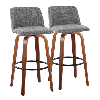 Toriano - Mid Century Modern Fixed Height Barstool Swivel And Round Footrest (Set of 2) Lumi Source