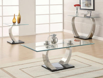 Pruitt - Glass Top Metal Base Table CoasterEssence